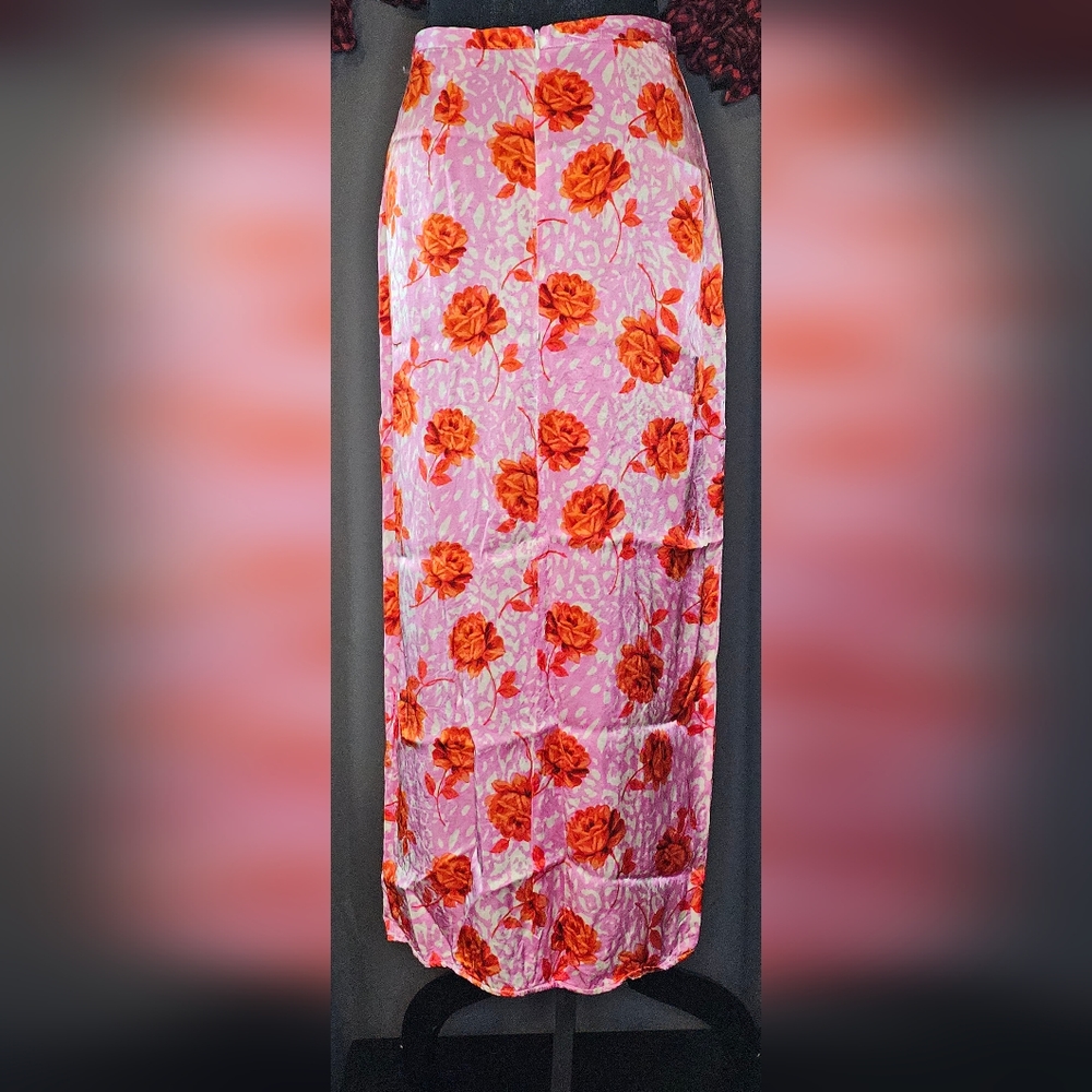 Topshop co-ord rose animal split midi skirt in Pink Size 6 - Picture 6 of 13